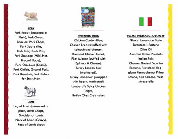 Lombardi's Prime Meats Menu